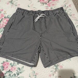 Black and White Striped men’s swim shorts